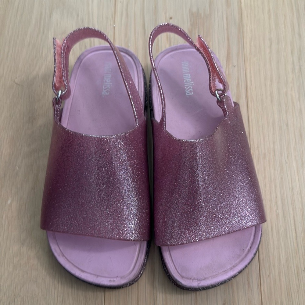Mini Melissa size 11 Slides Pink Glitter